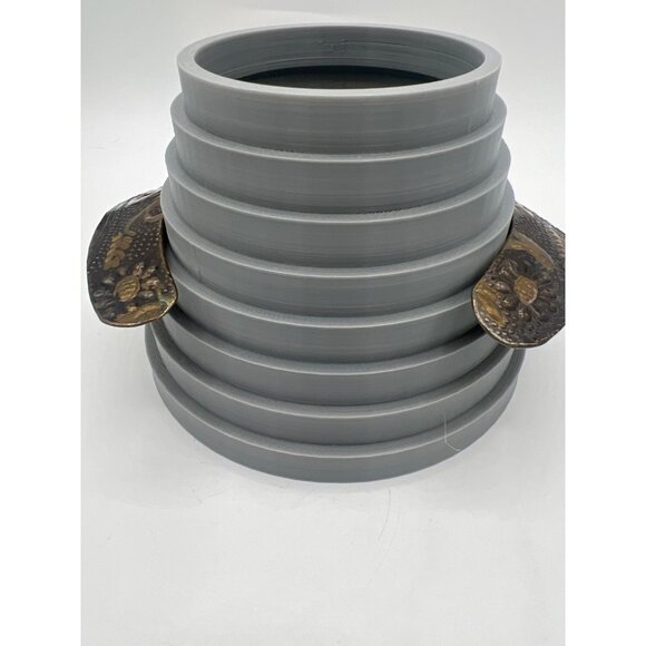 Vintage Brass Heraldic Gorget Necklace Repoussé Horses & Shield Torque Collar - Picture 12 of 14